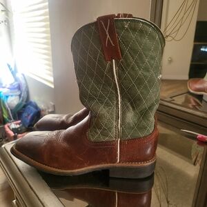 Kids Brown and Green Cowboy Boots